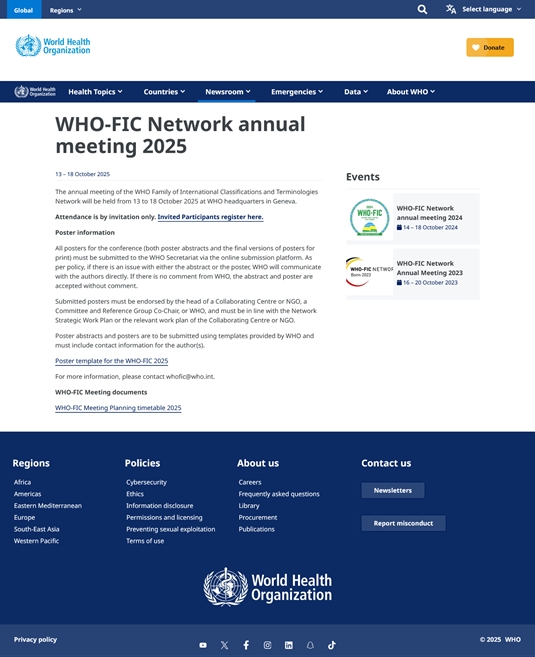 برگزاری کنفرانس سالانه خانواده  طبقه بندی بین المللی بیماری ها در مهرماه سال جاری (21 تا 26 مهرماه)